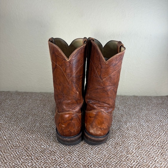 Justin 3163 Brown Leather Cowboy Roper Western Riding Boots Sz 9.5 D Cowboys GUC main image 5